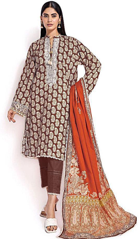 3 Pcs Women's Unstitched Linen Printed Suit