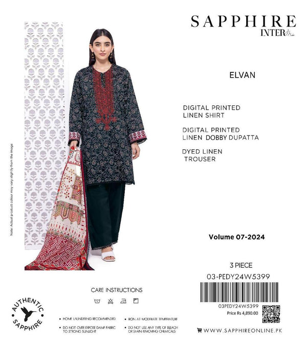 3 Pcs Women's Unstitched Linen Printed Suit